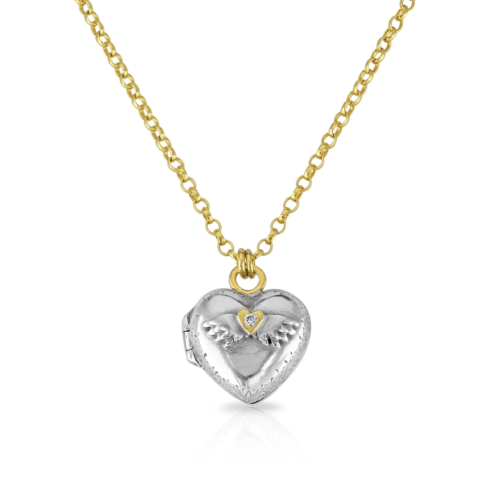 Winged Heart Diamond Love Locket