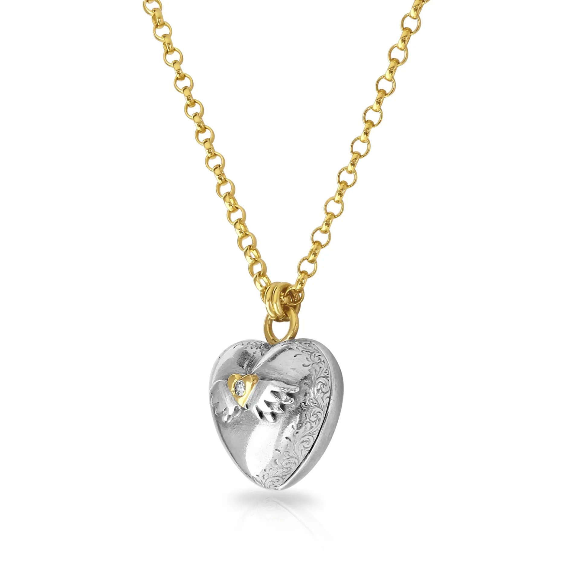 Winged Heart Diamond Love Locket
