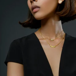 Yellow Gold Diamond Venetian Wing Necklace