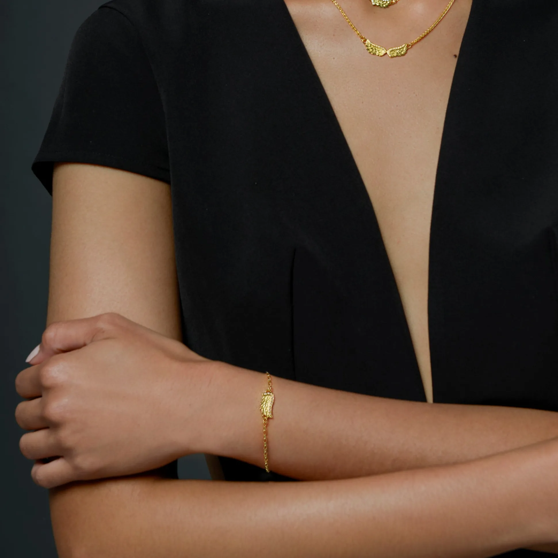 Yellow Gold Venetian Wing Bracelet