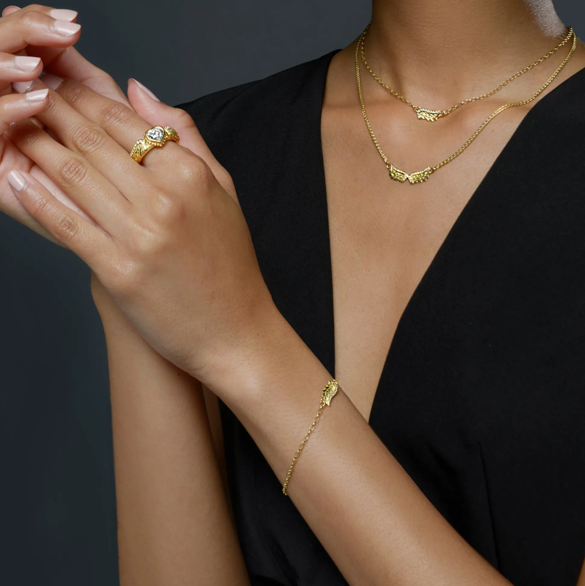 Yellow Gold Venetian Wing Bracelet